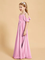 Robes de Demoiselle d'Honneur Junior à Hors de l'Épaule Rose Bonbon