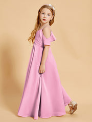 Robes de Demoiselle d'Honneur Junior à Hors de l'Épaule Rose Bonbon