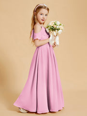 Robes de Demoiselle d'Honneur Junior à Hors de l'Épaule Rose Bonbon