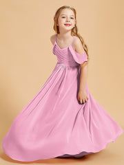 Robes de Demoiselle d'Honneur Junior à Hors de l'Épaule Rose Bonbon