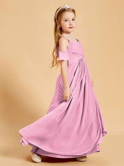 Robes de Demoiselle d'Honneur Junior à Hors de l'Épaule Rose Bonbon