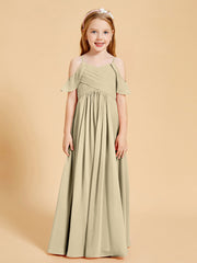 Robes de Demoiselle d'Honneur Junior à Hors de l'Épaule Champagne