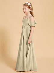 Robes de Demoiselle d'Honneur Junior à Hors de l'Épaule Champagne