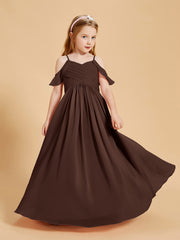 Robes de Demoiselle d'Honneur Junior à Hors de l'Épaule Chocolat