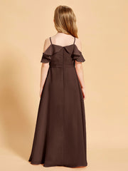 Robes de Demoiselle d'Honneur Junior à Hors de l'Épaule Chocolat