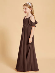 Robes de Demoiselle d'Honneur Junior à Hors de l'Épaule Chocolat