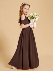 Robes de Demoiselle d'Honneur Junior à Hors de l'Épaule Chocolat