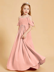 Robes de Demoiselle d'Honneur Junior à Hors de l'Épaule Corail