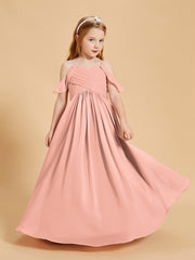 Robes de Demoiselle d'Honneur Junior à Hors de l'Épaule Corail