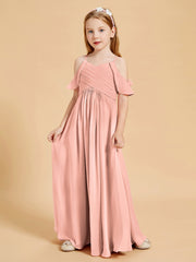 Robes de Demoiselle d'Honneur Junior à Hors de l'Épaule Corail