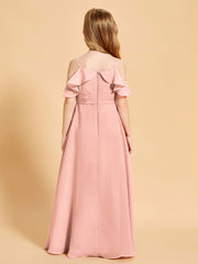 Robes de Demoiselle d'Honneur Junior à Hors de l'Épaule Corail