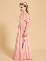 Robes de Demoiselle d'Honneur Junior à Hors de l'Épaule Corail