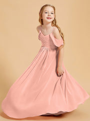 Robes de Demoiselle d'Honneur Junior à Hors de l'Épaule Corail