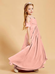 Robes de Demoiselle d'Honneur Junior à Hors de l'Épaule Corail
