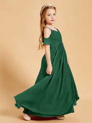 Robes de Demoiselle d'Honneur Junior à Hors de l'Épaule Vert Foncé