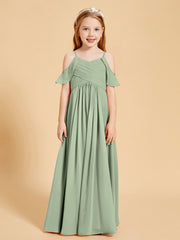 Robes de Demoiselle d'Honneur Junior à Hors de l'Épaule Sauge Poudrée