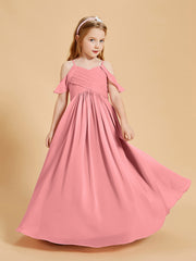 Robes de Demoiselle d'Honneur Junior à Hors de l'Épaule Flamant