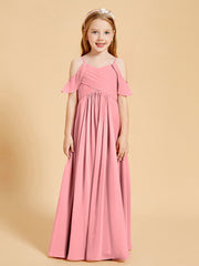 Robes de Demoiselle d'Honneur Junior à Hors de l'Épaule Flamant