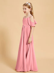 Robes de Demoiselle d'Honneur Junior à Hors de l'Épaule Flamant