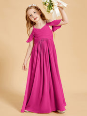 Robes de Demoiselle d'Honneur Junior à Hors de l'Épaule Fuchsia
