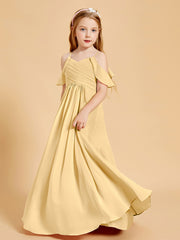 Robes de Demoiselle d'Honneur Junior à Hors de l'Épaule Or
