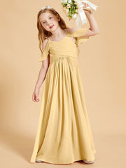 Robes de Demoiselle d'Honneur Junior à Hors de l'Épaule Or