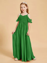 Robes de Demoiselle d'Honneur Junior à Hors de l'Épaule Vert
