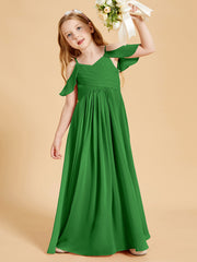 Robes de Demoiselle d'Honneur Junior à Hors de l'Épaule Vert