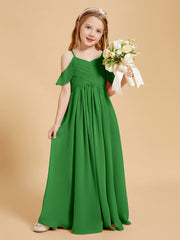 Robes de Demoiselle d'Honneur Junior à Hors de l'Épaule Vert