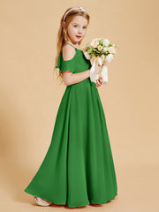 Robes de Demoiselle d'Honneur Junior à Hors de l'Épaule Vert