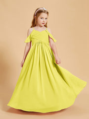 Robes de Demoiselle d'Honneur Junior à Hors de l'Épaule Citron