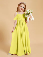 Robes de Demoiselle d'Honneur Junior à Hors de l'Épaule Citron