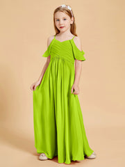Robes de Demoiselle d'Honneur Junior à Hors de l'Épaule Vert Citron