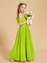 Robes de Demoiselle d'Honneur Junior à Hors de l'Épaule Vert Citron