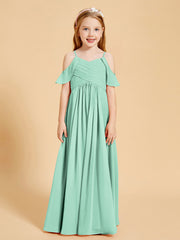 Robes de Demoiselle d'Honneur Junior à Hors de l'Épaule Vert Menthe