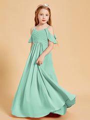 Robes de Demoiselle d'Honneur Junior à Hors de l'Épaule Vert Menthe
