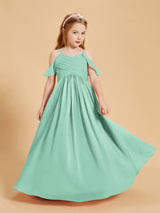 Robes de Demoiselle d'Honneur Junior à Hors de l'Épaule Vert Menthe