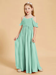 Robes de Demoiselle d'Honneur Junior à Hors de l'Épaule Vert Menthe