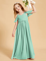 Robes de Demoiselle d'Honneur Junior à Hors de l'Épaule Vert Menthe
