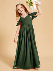 Robes de Demoiselle d'Honneur Junior à Hors de l'Épaule Olive Verte