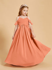 Robes de Demoiselle d'Honneur Junior à Hors de l'Épaule Papaye