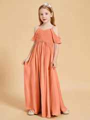 Robes de Demoiselle d'Honneur Junior à Hors de l'Épaule Papaye