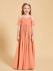 Robes de Demoiselle d'Honneur Junior à Hors de l'Épaule Papaye
