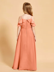 Robes de Demoiselle d'Honneur Junior à Hors de l'Épaule Papaye