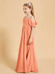 Robes de Demoiselle d'Honneur Junior à Hors de l'Épaule Papaye