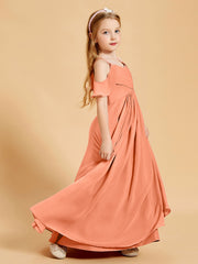 Robes de Demoiselle d'Honneur Junior à Hors de l'Épaule Papaye