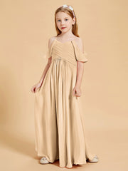 Robes de Demoiselle d'Honneur Junior à Hors de l'Épaule Pêche