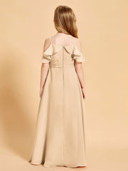 Robes de Demoiselle d'Honneur Junior à Hors de l'Épaule Pêche