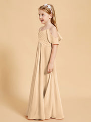 Robes de Demoiselle d'Honneur Junior à Hors de l'Épaule Pêche