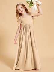 Robes de Demoiselle d'Honneur Junior à Hors de l'Épaule Pêche